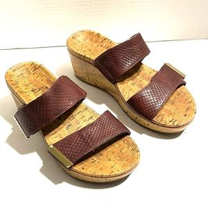 Vionic Pepper Women Sz 7 Brown Leather Wedge PEPPER LEATHER TVW5251